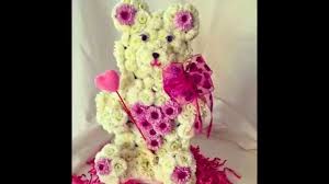 A gorgeous decorative teddy bear made of soft synthetic roses in a romantic red color. Flower Teddy Made Of Fresh Flowers Youtube