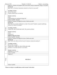 Week Of 9 29 Teacher Y Mccall Subject Accounting