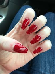 If they're applied properly with good quality products, they will make your nails look strong, healthy and the. Red Coffin Nails Nails Gel Nails Coffin Shaped Red Nails Gel Nails Nail Shapes