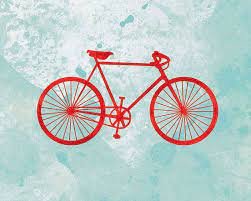bicycle red and turquoise 8x10 by papermoth on etsy 自転車アート バイクアート 美術工芸品