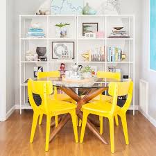Don't forget the about the accessories that can have a colorful collection of glassware or dishes? 15 Vibrant Bright Dining Rooms For Serious Color Inspo Brit Co