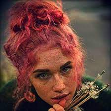 Pink Curly Hair With Bangs Curly Hair With Bangs Curly Hair Styles Funky Curly Hair