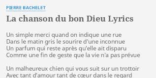 Mais c'est bien sûr ! La Chanson Du Bon Dieu Lyrics By Pierre Bachelet Un Simple Merci Quand