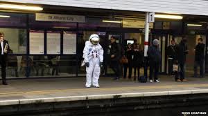 Astronaut Joins Rail Commuters At St Albans City Station Astronaut Man On The Moon St Albans