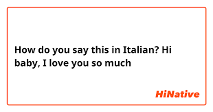 How Do You Say Hi Baby I Love You So Much In Italian Hinative