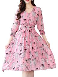 Free standard shipping over $59 in the u.s. Buy Women S Aline Dress Elastic V Neck Floral Pattern Dress Regular Dresses At Jolly Chic