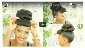 Perfect for military buns, fine hair/shorter hair. Faux Bangs Natural Hair Updo With High Bun Using Jumbo Braiding Hair
