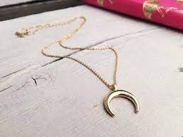 Half Moon Necklace Gold Pendant Necklace Gold Plated Stainless Steel Jewellery For Women Gold Moon Necklace Gold Necklace Moon Necklace