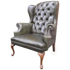 Queen Anne Tufted Leather Wingback Chair 1stdibs Com Wingback Chair Vintage Wingback Chair Chair