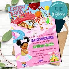 Amazon com 12 baby shower fillable blocks favors prizes girl. African American Candyland Baby Shower Invitation Template Diy Bobotemp