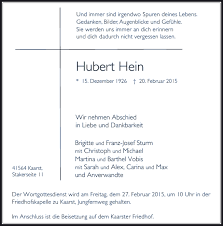 Alle Traueranzeigen für Hein Hubert