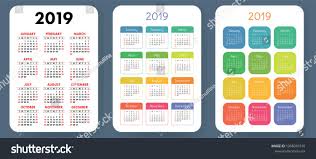 Calendar 2019 Colorful Set Week Starts On Sunday Basic Grid Colorful Set Calendar Week Printable Calendar Template Calendar Print Calendar