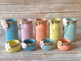 Barattolo Di Vetro Decori Giallo Barattolo Di Vetro Set Etsy Mason Jar Decorations Mason Jar Diy Mason Jar Crafts Diy