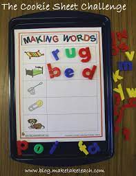The Cookie Sheet Challenge Make Take Teach Cookie Sheet Activities Word Work Kindergarten Making Words
