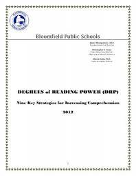 Bloomfield Public Schools Degrees Of Reading Power Drp