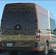 Faux Lv Monogram Wrapped Mercedes Sprinter Van Lv Cars Car Wrap Monogram