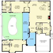 Plan 82034ka Home Plan With Courtyard And Guest Cabana Florida House Plans Courtyard House Plans Pool House Plans