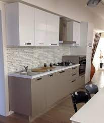 Cucina Stosa Milly Il Design Funzionale In Laminato Castagno Grigio E Bianco Lucido Arredamento Design Design Contemporaneo