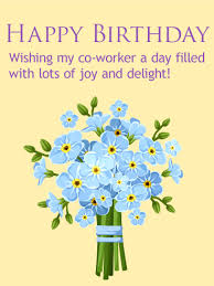 Birthday Card For Coworker Blue Flower Happy Birthday Card For Co Worker Birthday Greeting Cards By Davia Happy Birthday Wishes Cards Happy Birthday Blue Birthday Wishes Cards