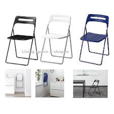 Fch folding dining table and chair set, solid wood drop leaf breakfast cart table set kitchen trolley island cart with 2 round stools and 2 drawers for 2. Nisse Folding Chair Dining Chair Living Room Chair Black White Blue Shopee Malaysia