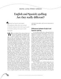 Pdf English And Spanish Spelling Are They Really Different