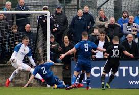 What looked like a certain goal for Pollok, gets stopped in it's tracks by  an outstanding save from Andy Leishman.