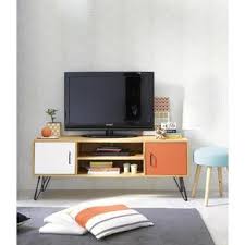Meuble Tv Vintage Blanc Et Orange Ideias Para Decorar A Sala Sala De Estar De Casa Unidades De Tv