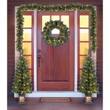 Holiday Time Christmas Decor Pre Lit 5 Piece Entryway Set Clear Lights Walmart Com Outdoor Christmas Tree Decorating With Christmas Lights Outdoor Christmas