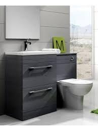 Carla Grey Slimline 60cm Combination Unit 2 Drawer Small Bathroom Furniture Toilet And Sink Unit Toilet Vanity Unit