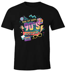 Wir empfehlen hierzu accessoires wie: Herren T Shirt Das Ist Mein 90s Kostum 90er Neunziger Fasching Karneval Mottoparty Fun Shirt Moonworks Farbe Schwarz Grosse Xs