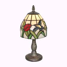 Hummingbird and Red Rose Tiffany Accent Lamp