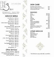 Jcpenney Nail Salon Prices Inspirational Fine Lines Hair Salon Service Menu Hair Salon Price List Salon Price List Hair Salon Prices