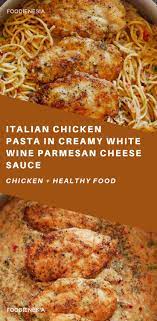 Italian Chicken Pasta In Creamy White Wine Parmesan Cheese Sauce Recipe Chicken Recipes Recipes Italian Recipes