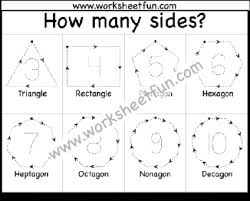 A hexagon has 6 sides. Shapes And Number Tracing Triangle Rectangle Pentagon Hexagon Heptagon Octagon Nonagon Decagon 1 Worksheet Free Printable Worksheets Worksheetfun