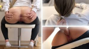 💦 BLONDE TEEN IN LEGGINGS GETS FUCKED AND CREAMPIED ON A CHAIR!