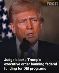 Judge blocks Trump's executive order banning federal support for DEI  programs. MORE⬇