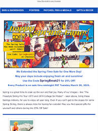 For example, how many days between today and may 21, 2021? Vintage Ski World The Springbreak 25 Off Sale Extended Until Midnight Tonight Milled