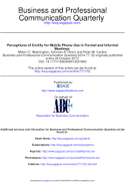 PDF) Perceptions of Civility for Mobile Phone Use in Formal and Informal  Meetings
