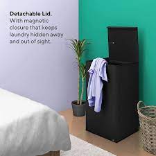 Workspace | storage basket leather handles. Buy Mindspace Black Laundry Hamper With Lid And Mesh Liner Foldable Mini Laundry Bin For Small Apartment Bathroom Dorm Laundry Room Oxford Collection Online In Vietnam B08xk8xmgr