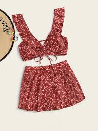 Maillot de bain a volant shein. Maillot De Bain Deux Pieces A Pois Mode En Ligne Shein France