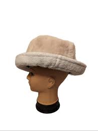 White Flux Fur and Rabbit Fur Brim Hat