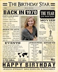 Birthday Present For 50 Year Old Woman Australia Personalized 50th Birthday Poster 1970 Facts 50 Birthday Etsy In 2020 Birthday Poster Moms 50th Birthday 50th Birthday Quotes