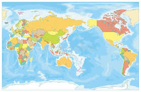 The central meridian is oriented between the 150° and 180° east, giving the world maps a special look. World Map Colored In Countries Flags No Names Stock Illustration Illustration Of Continent America 34948185