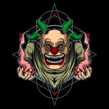 Deadly Cheerful Clown Face Clown Illustration Black Cartoon Characters Clown Faces