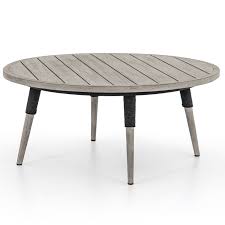Sana Grey Teak Top Round Outdoor Coffee Table 36 Zin Home In 2020 Outdoor Coffee Tables Coffee Table Teak Wood