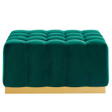 Fabric and leather ottomans and benches galore. 36 Green And Gold Contemporary Rectangular Tufted Upholstered Ottoman Overstock 30103676