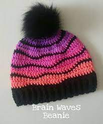Brain Waves Hat Done In Red Heart Stripes Flamenco And The Black Is Mainstays Crochet Hats Knitting Gloves Pattern Crochet