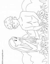 Eve temptated by snake satan, bites apple from tree of life and falls into sin. Adam And Eve