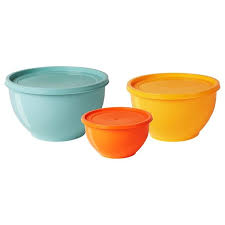 Sommar 2019 Bowl With Lid Set Of 3 Mixed Colors Ikea Bowl Food Storage Organization Ikea