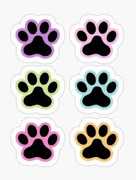 Paw Prints With Color Outline Pink Purple Blue Green And Orange Stickers In 2020 Paw Print Green And Orange Prints
